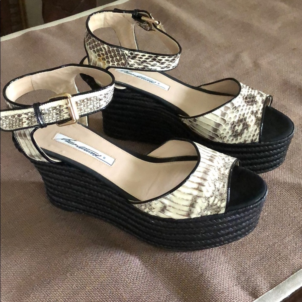 Brian Atwood Embossed Leather Platform Sandals.
